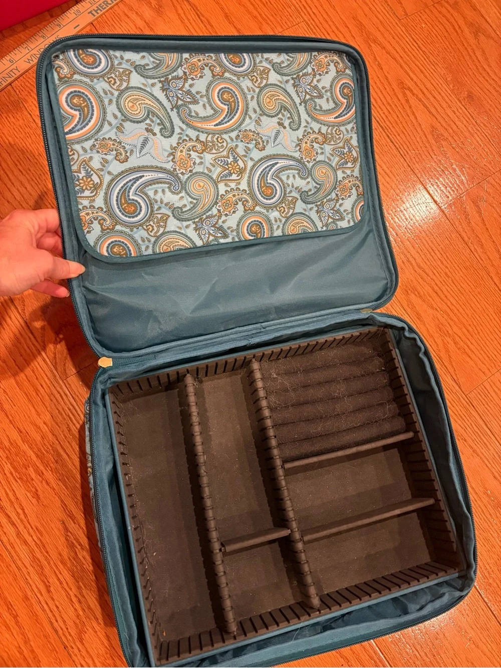 Joy Mangano Travel Jewelry & Cosmetic Organizer Case Teal Paisley Storage